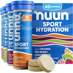 Nuun frente del tubo mostrando diseño y sabor, ayuda a transporte fácil