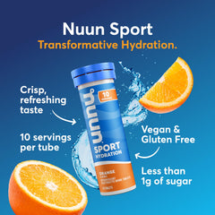 Nuun tabletas burbujeando en vaso, beneficio de disolución rápida