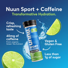 Nuun tablet close-up fizzing for quick mixing and visible effervescence