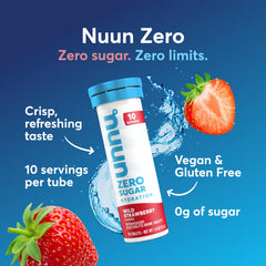 Nuun Zero Sugar detalle de tableta efervescente activa, rápida disolución visible