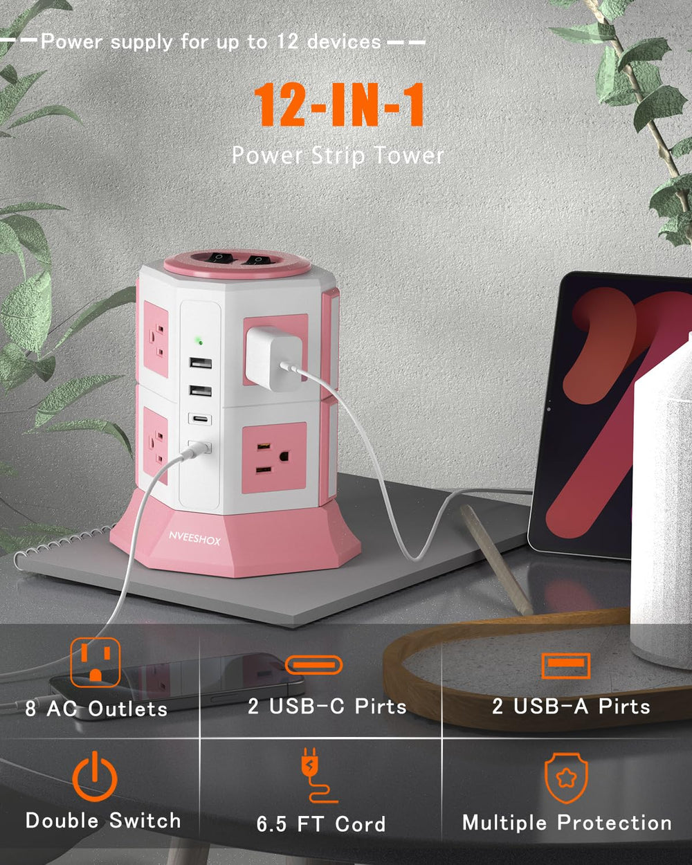 NVEESHOX ultra-flat 45° plug tucked behind sofa for space-saving and hidden connection