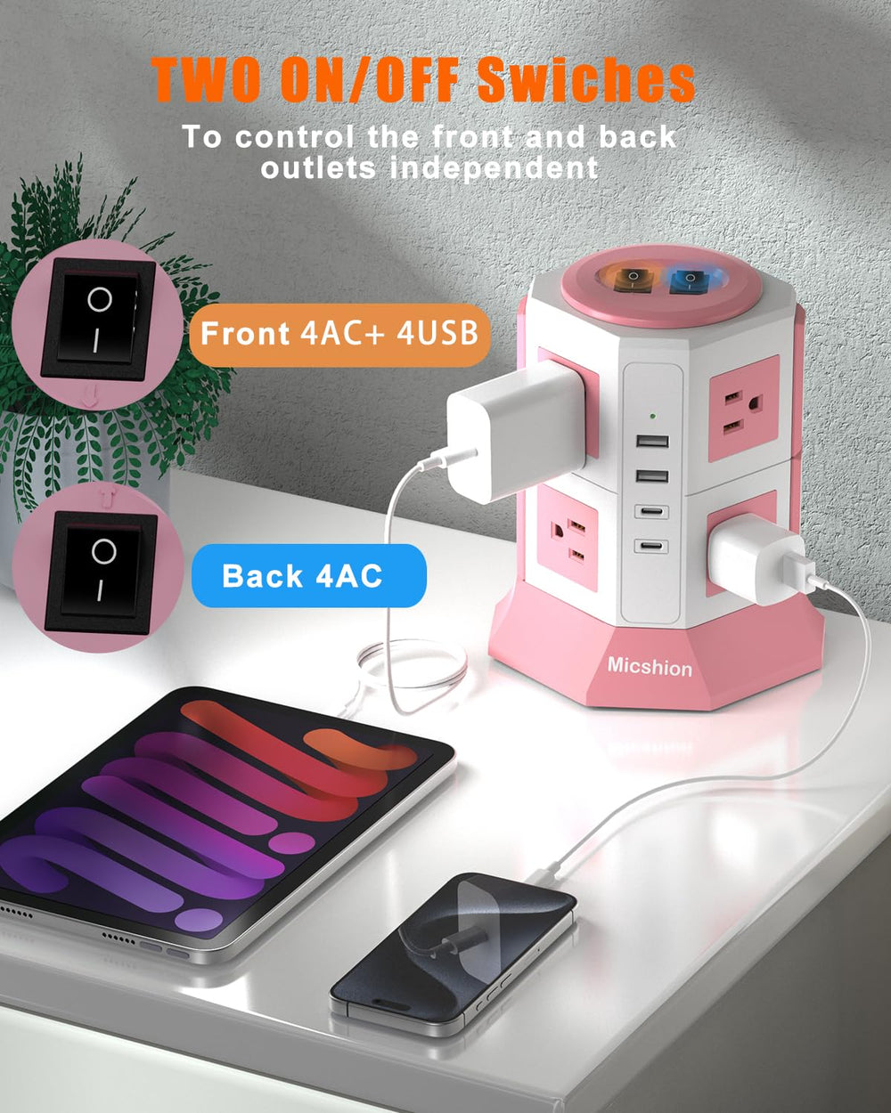 NVEESHOX in-use on a desk powering laptop phone and accessories for productivity