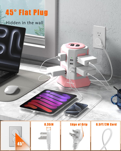 NVEESHOX USB ports close-up illustrating fast USB-C and USB-A charging convenience