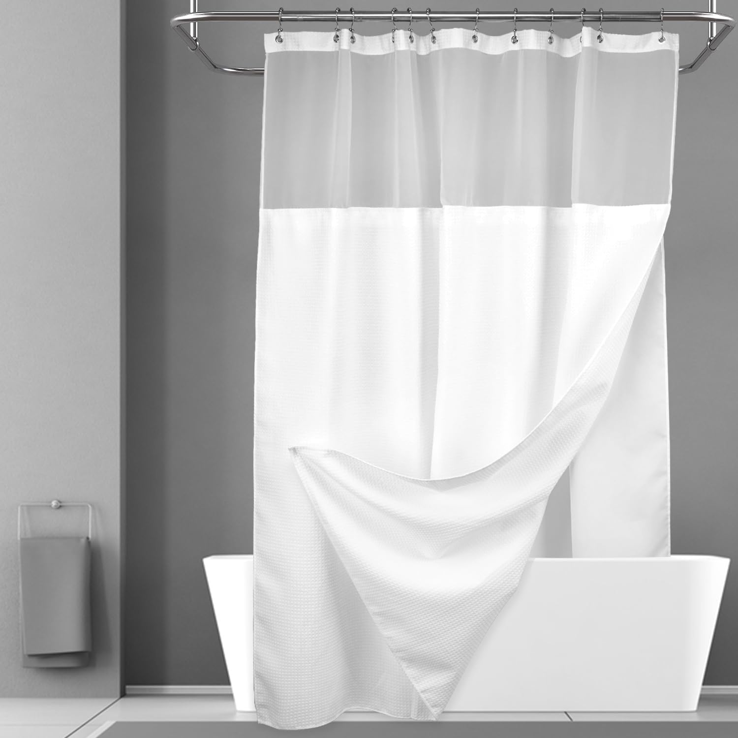 N&Y HOME front view of full waffle weave curtain set, polished look