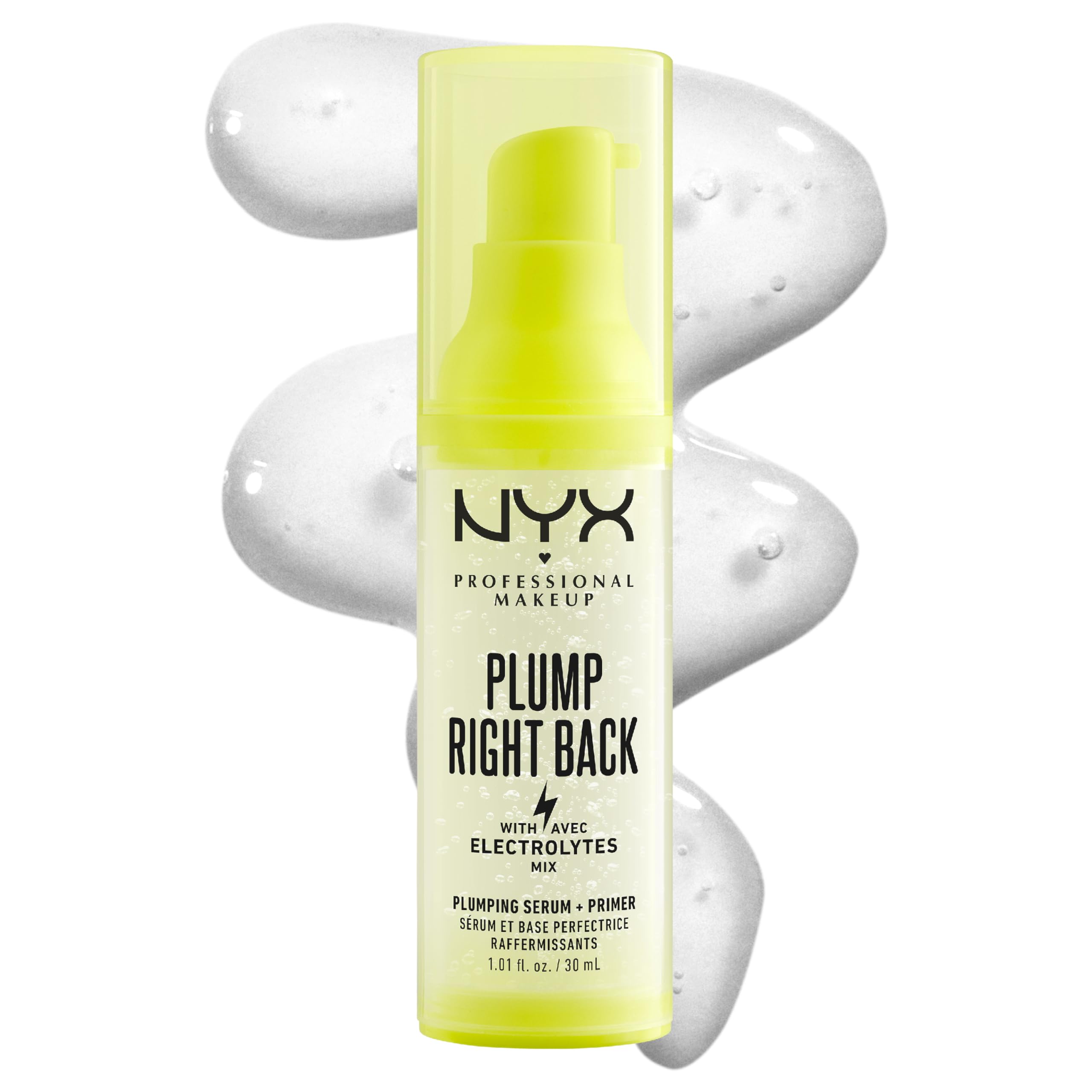 NYX botella frontal mostrando diseño y beneficio de fijación del maquillaje