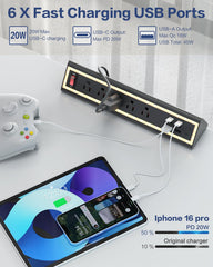 NYYTGE puertos USB-C, USB-A y tomas AC, carga múltiple