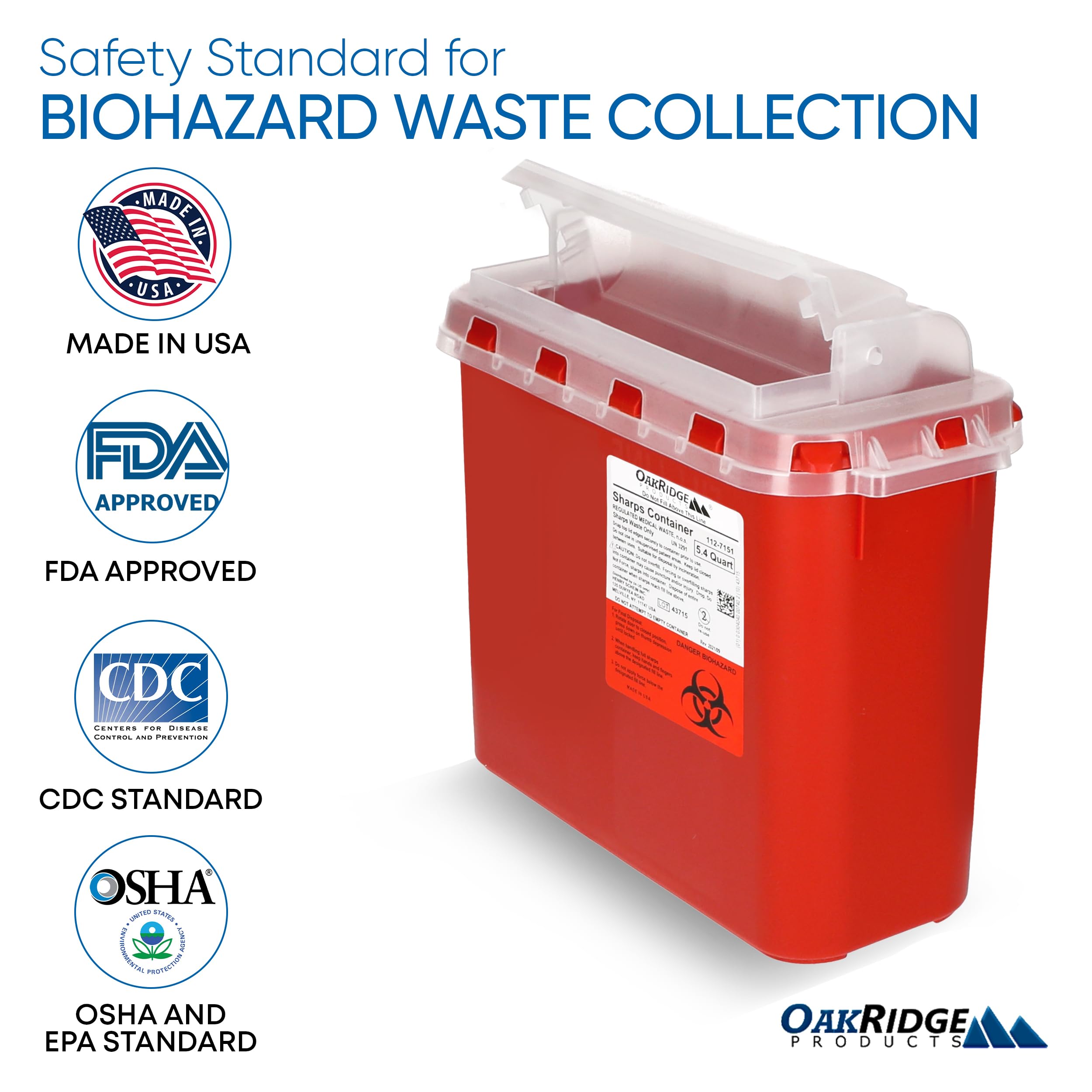 Oakridge Products etiqueta con certificaciones que transmite cumplimiento