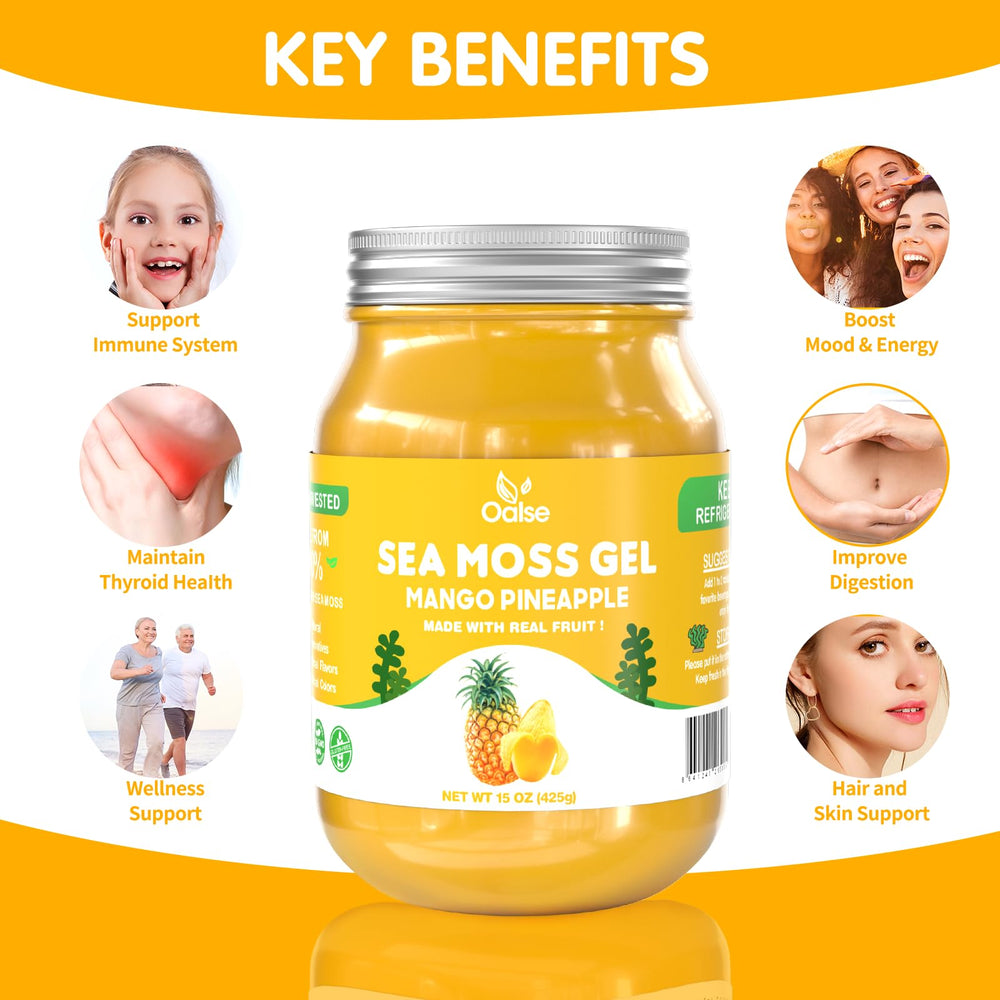 OALSE gel sea moss etiqueta y lista de ingredientes en primer plano que refleja calidad