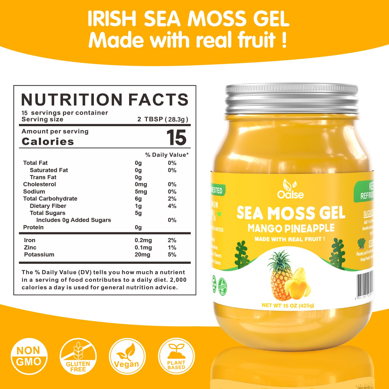 OALSE gel sea moss textura en cucharada para apreciar cremosidad y aspecto natural