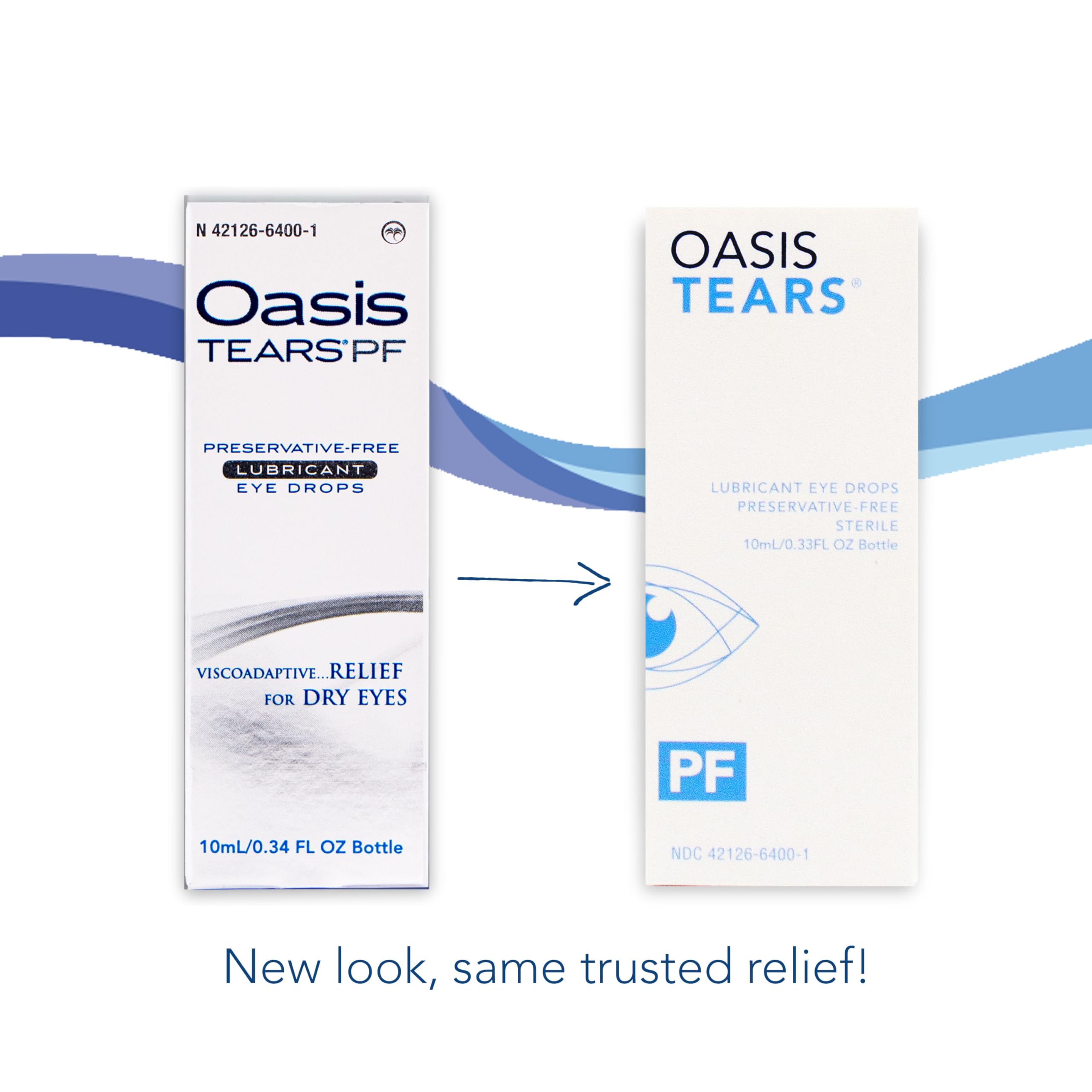 Oasis TEARS frasco junto a objeto para comparar tamaño y portabilidad
