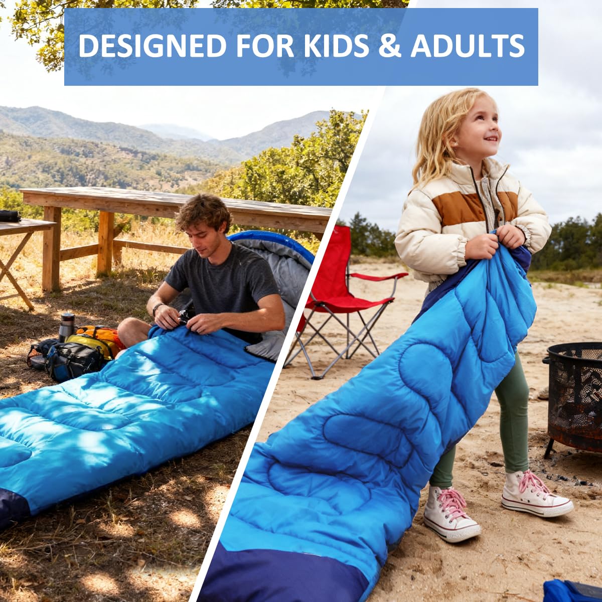 oaskys sleeping bag compressed in sack showing compact carry benefit