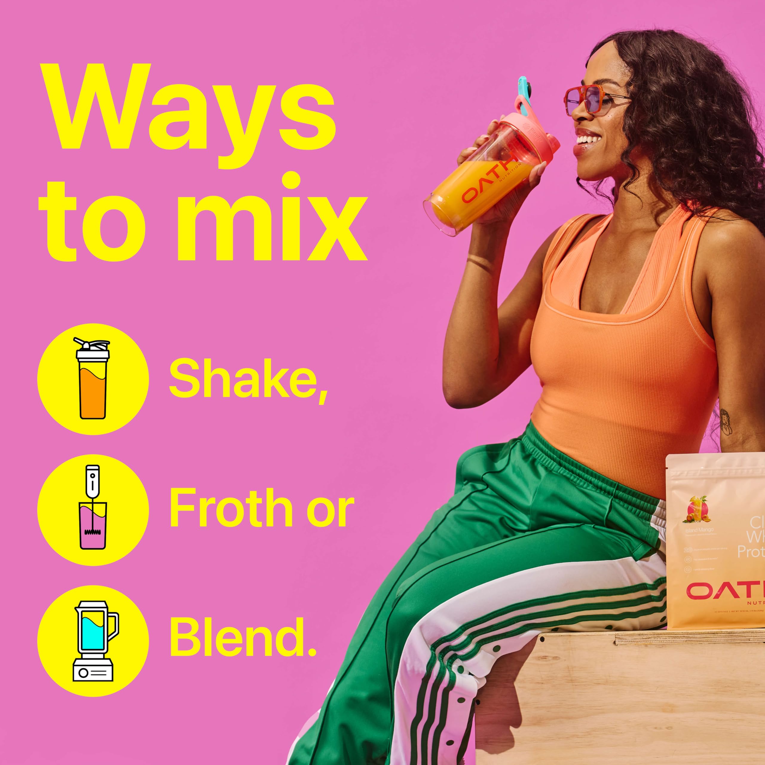 Oath Nutrition batido en vaso con hielo refrescante postentreno
