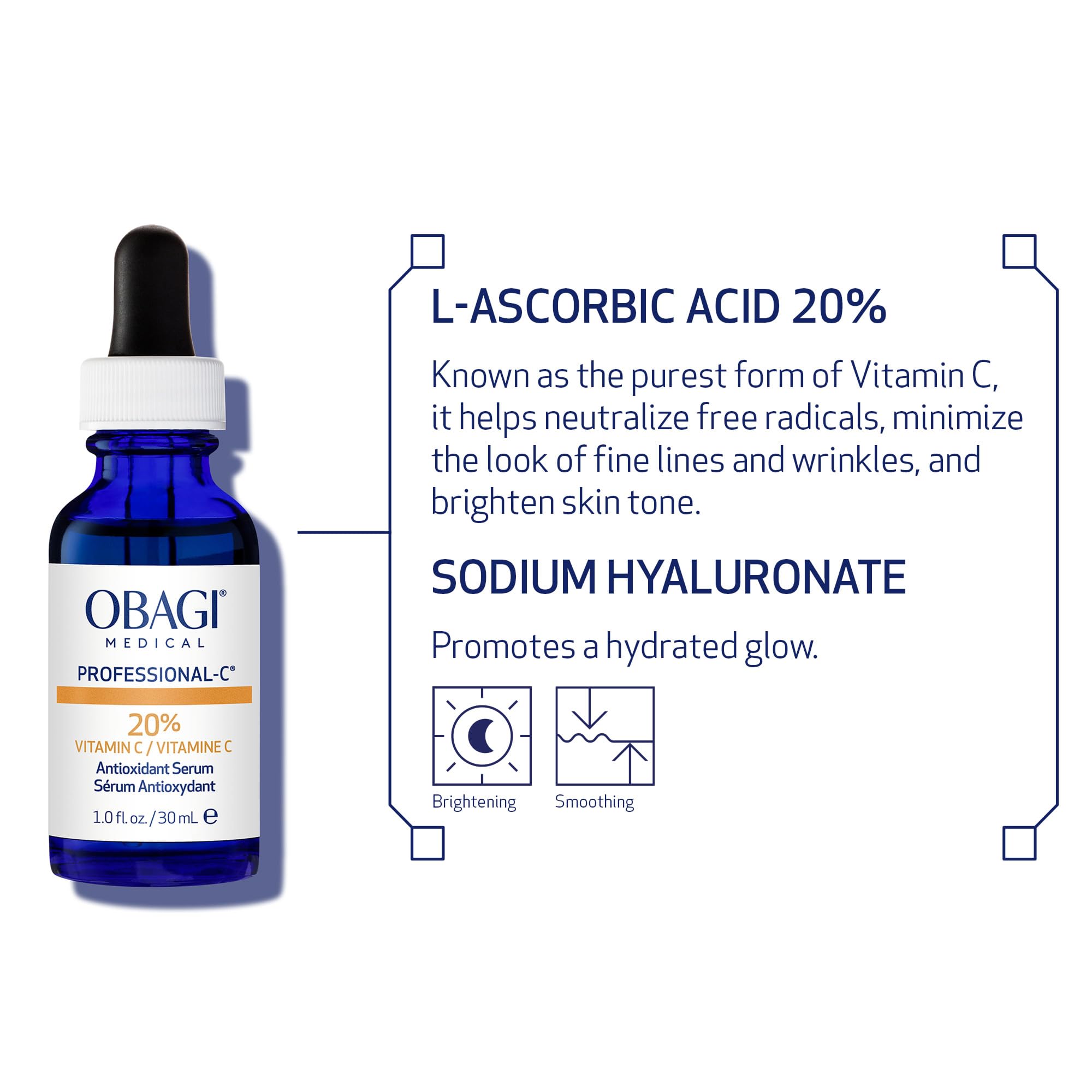Obagi Medical ingredientes listados resaltando vitamina C concentrada