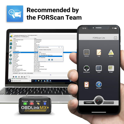 OBDLink MX+ with Android app displaying real-time gauges and logging advantage