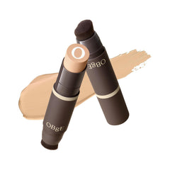 OBgE front packaging of foundation stick showing shade and compact benefit