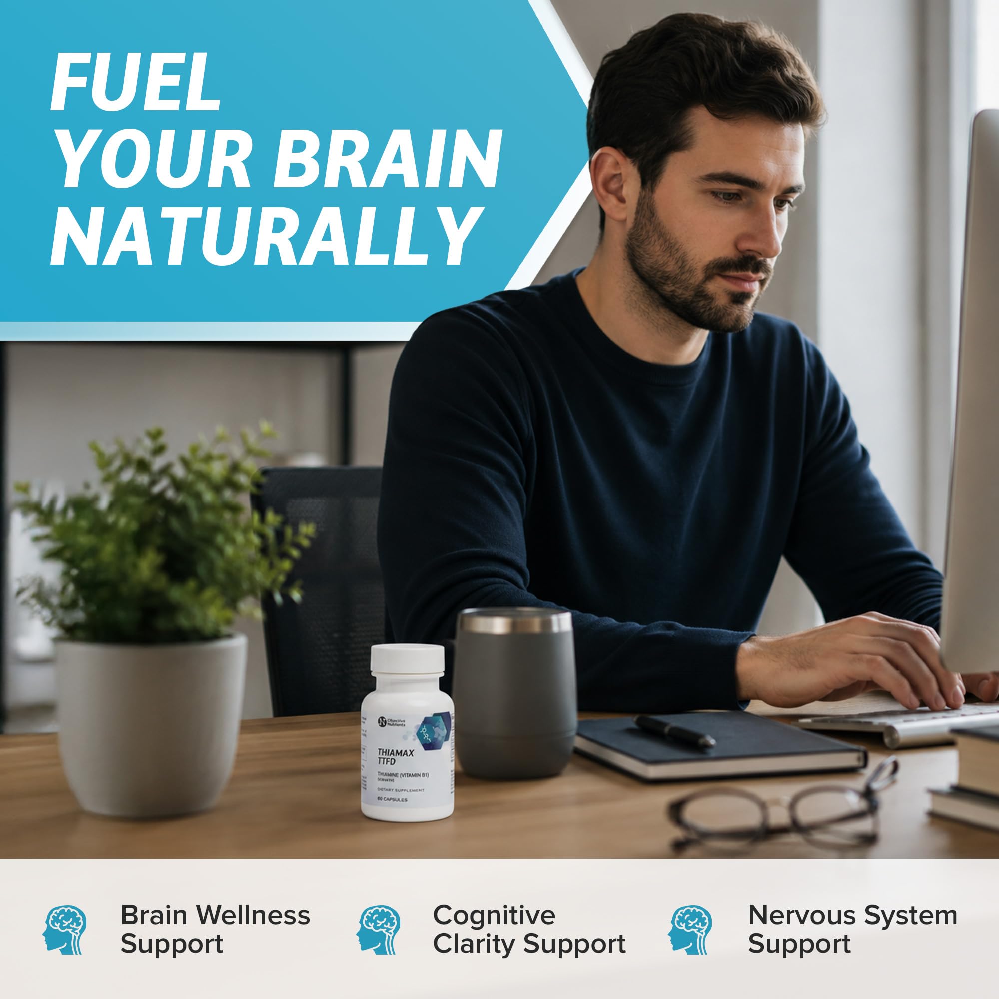 Objective Nutrients etiqueta Thiamax en detalle mostrando información de ingredientes