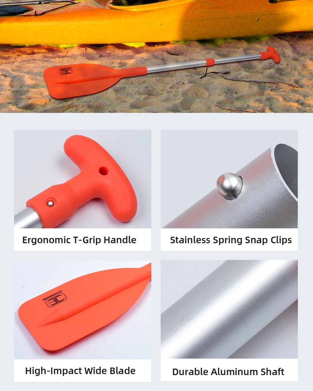 OCEANBROAD remo en uso en kayak, pala de emergencia fiable en navegación