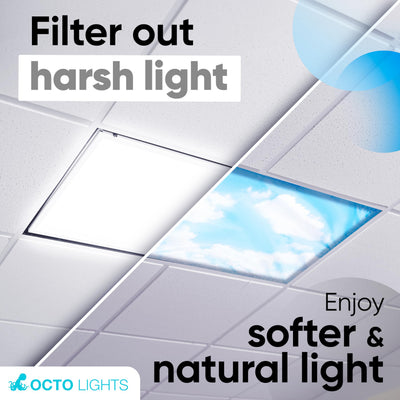 OCTO LIGHTS installed on 2x4 ceiling panel showing glare reduction