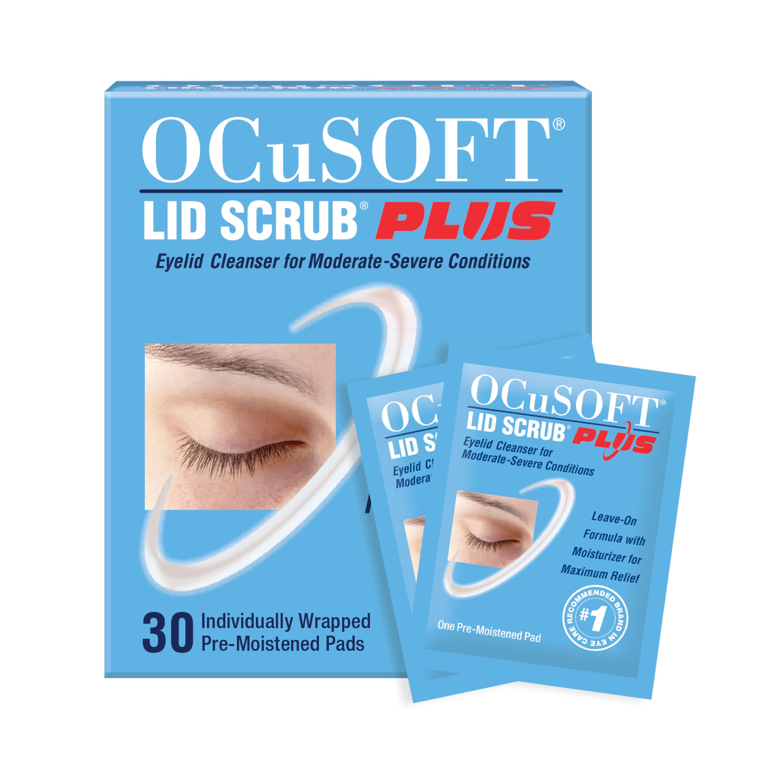 OCuSOFT paquete frontal mostrando 30 toallitas y beneficio conveniencia