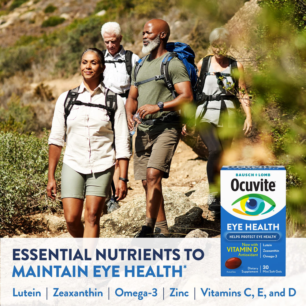 Ocuvite ingredientes clave luteína y zeaxantina visualmente destacados