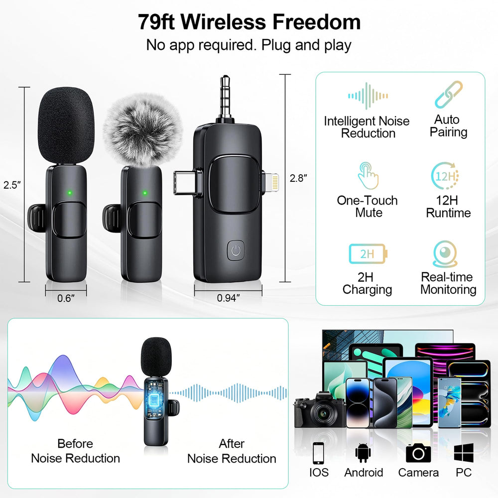 Ocwqp wireless mic receiver and lavalier mics closeup delivering clear audio
