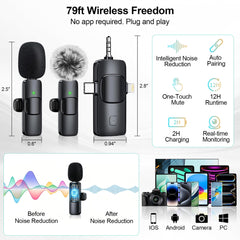 Ocwqp wireless mic receiver and lavalier mics closeup delivering clear audio