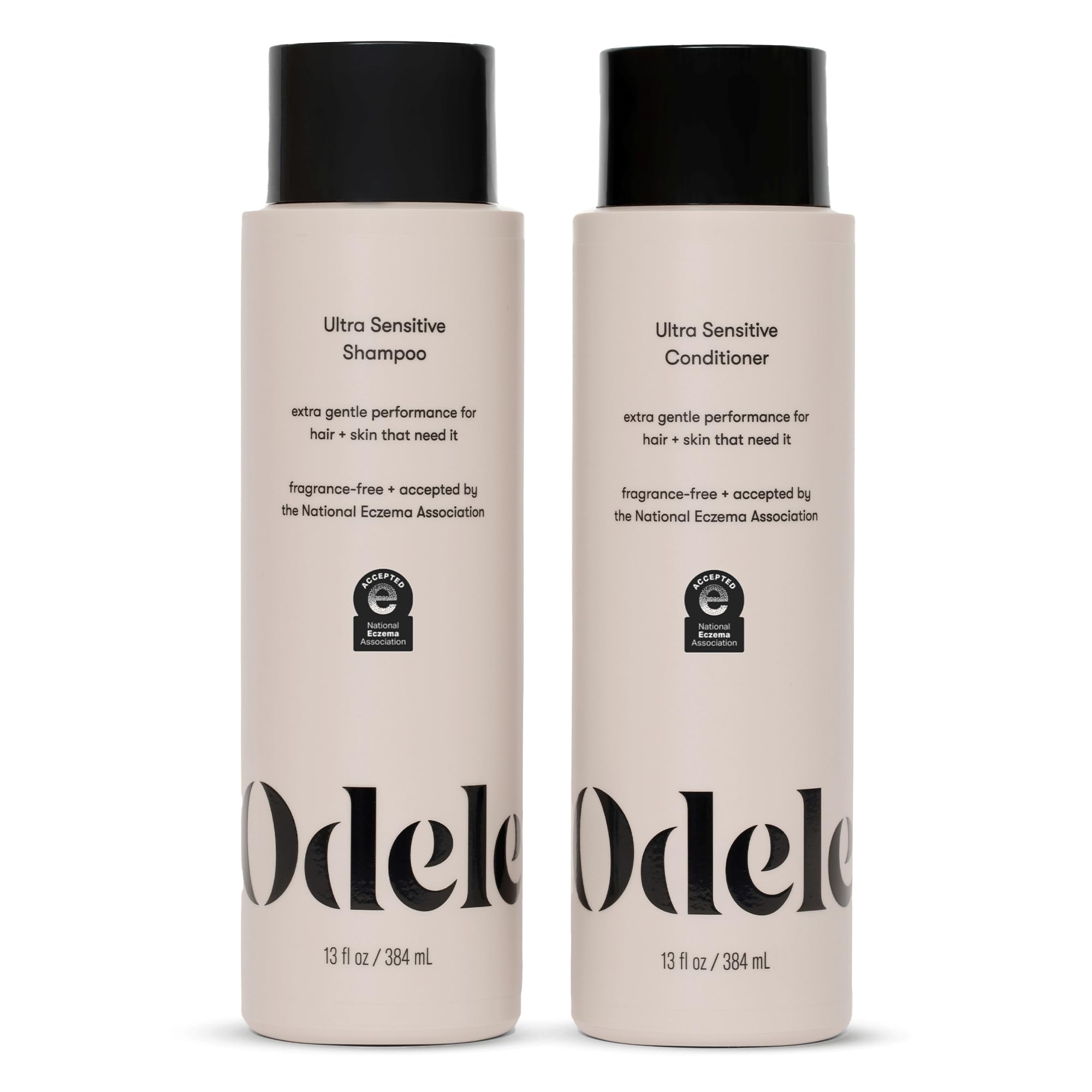 Odele set frontal de champú y acondicionador mostrando envases y beneficio suave
