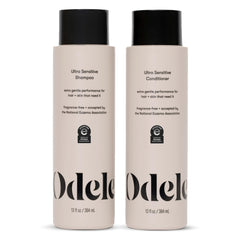 Odele set frontal de champú y acondicionador mostrando envases y beneficio suave