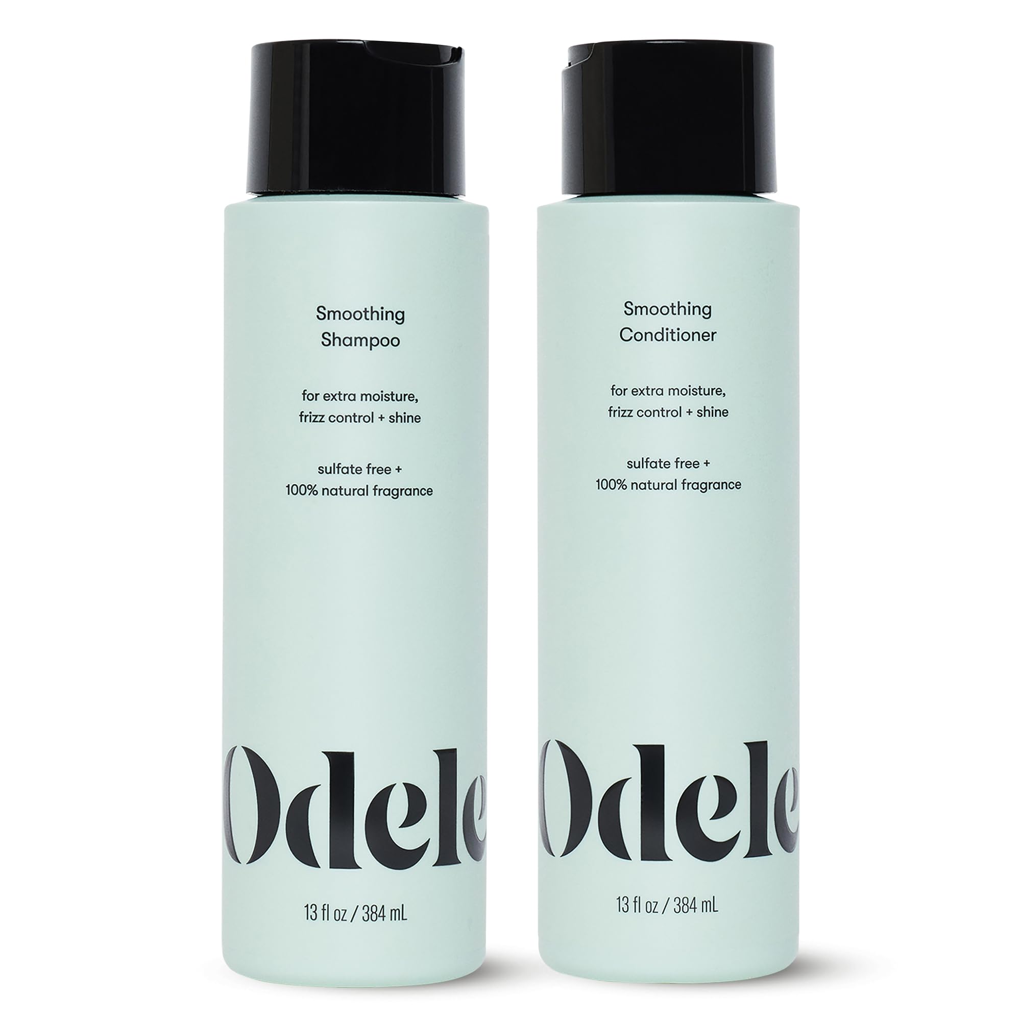 Odele set frontal mostrando champú y acondicionador para control del frizz