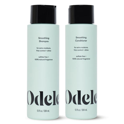 Odele set frontal mostrando champú y acondicionador para control del frizz