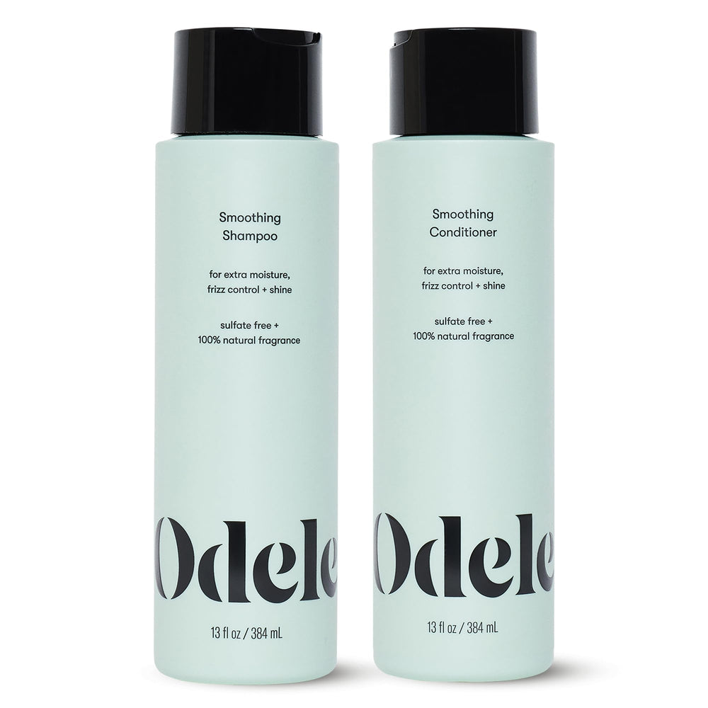 Odele set frontal mostrando champú y acondicionador para control del frizz