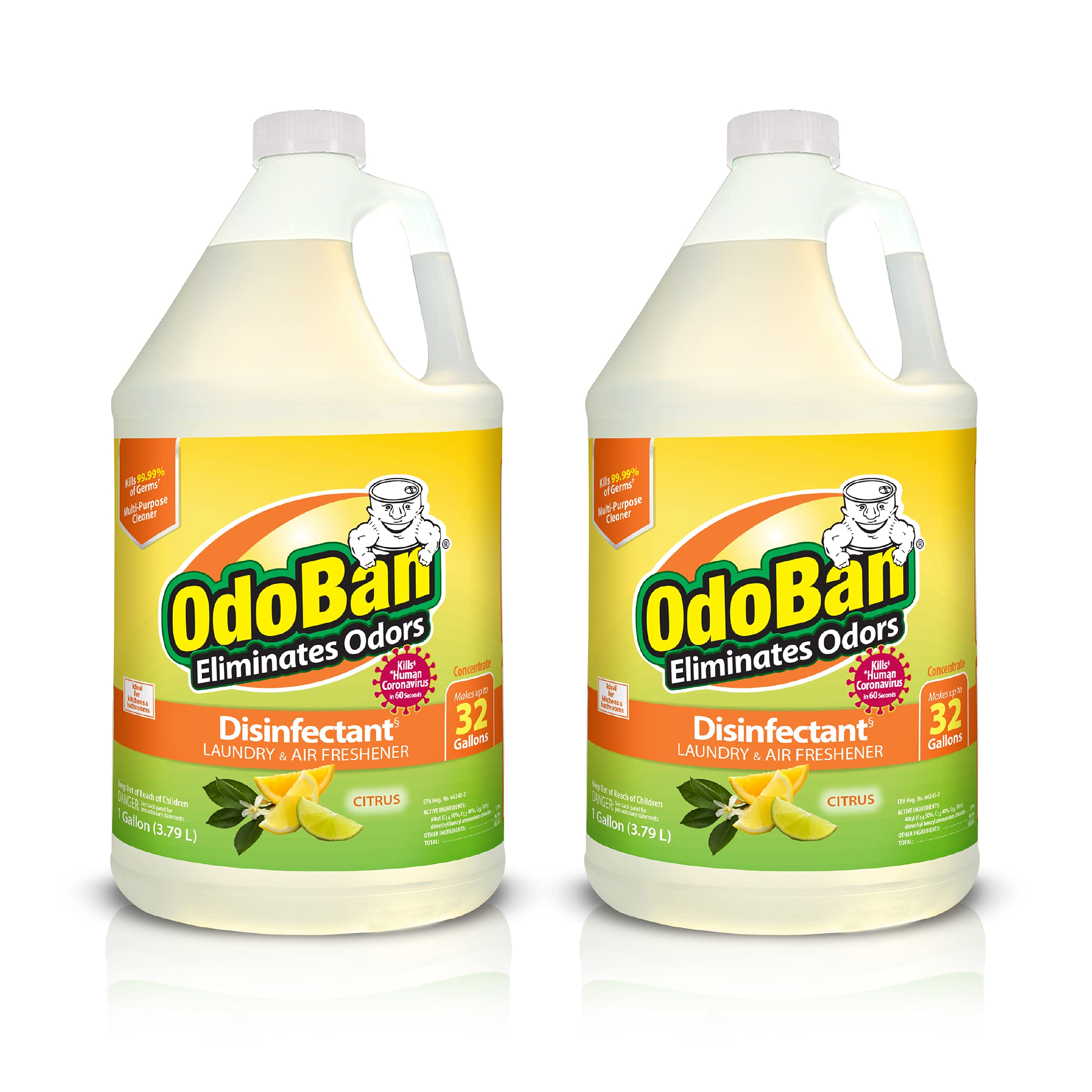 OdoBan envase frontal 2 galones beneficios de rendimiento y olor cítrico