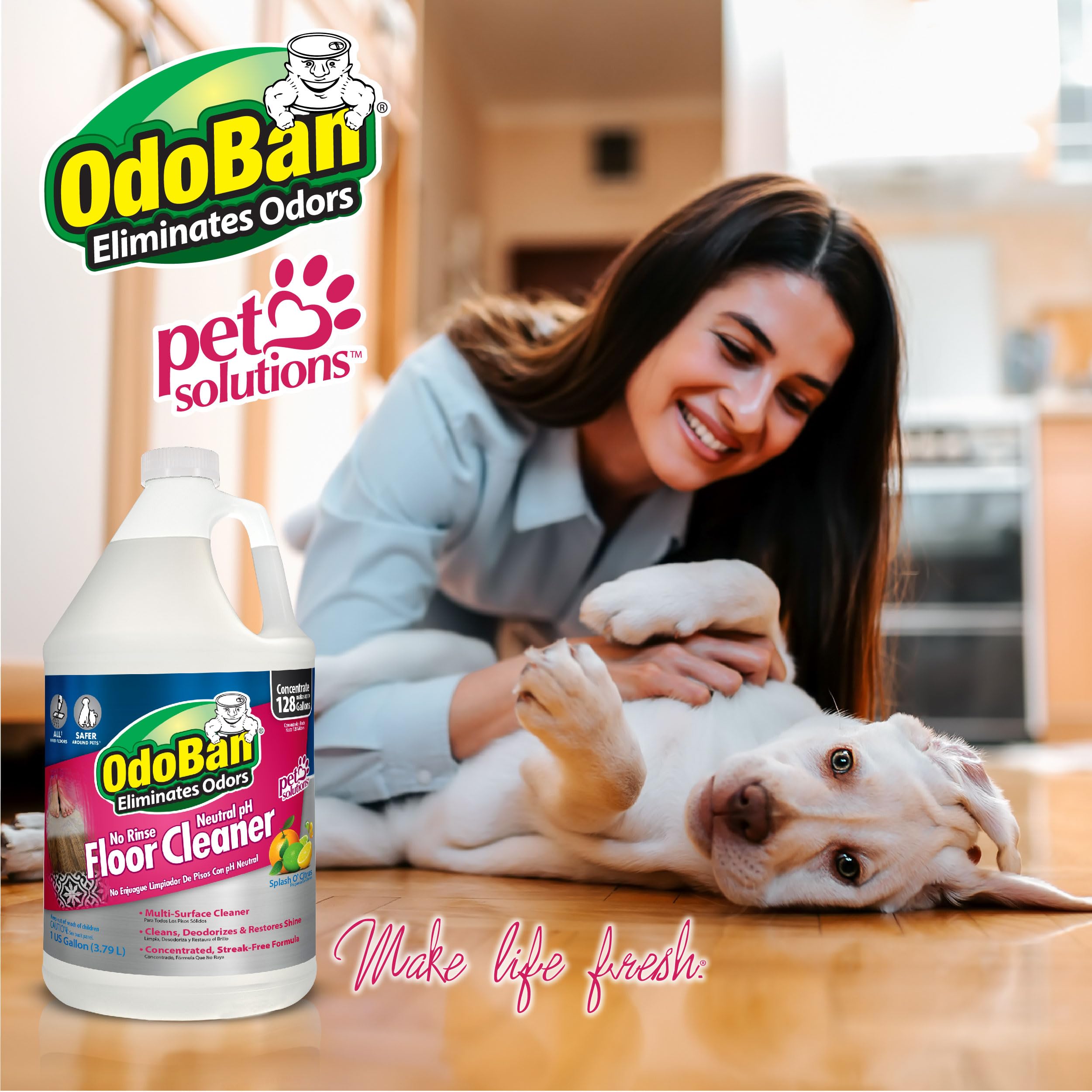 OdoBan solución diluida en cubo mostrando la textura y facilidad de enjuague