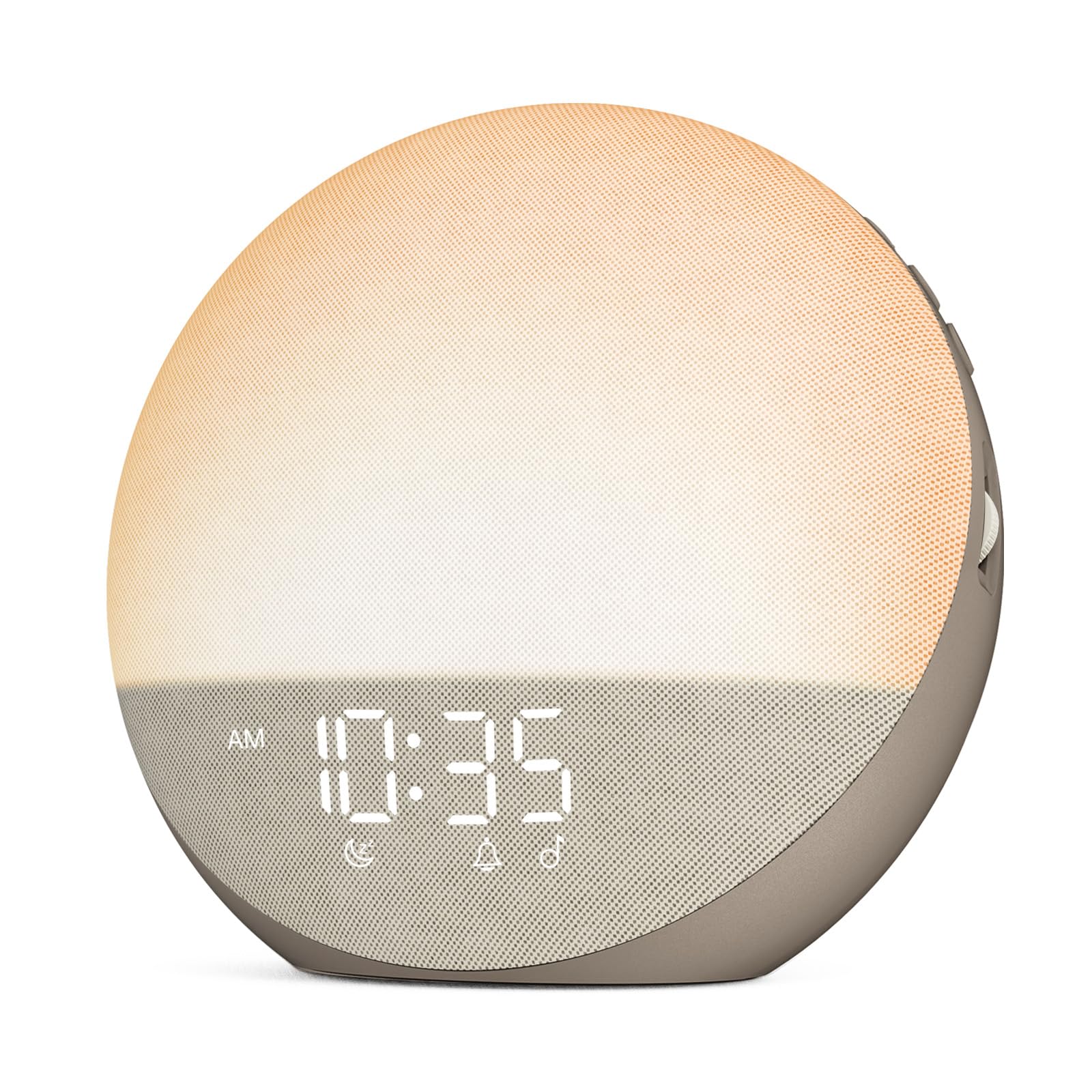 Odokee front view showing clock face and light, for peaceful wake-ups