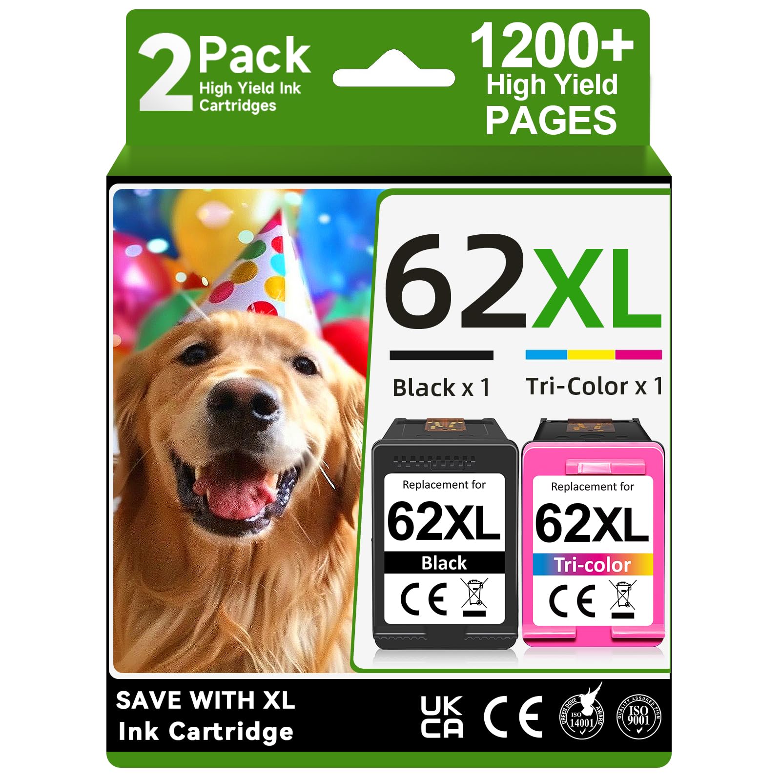 OEGGOINK pack frontal mostrando cartuchos 62XL y ahorro inmediato