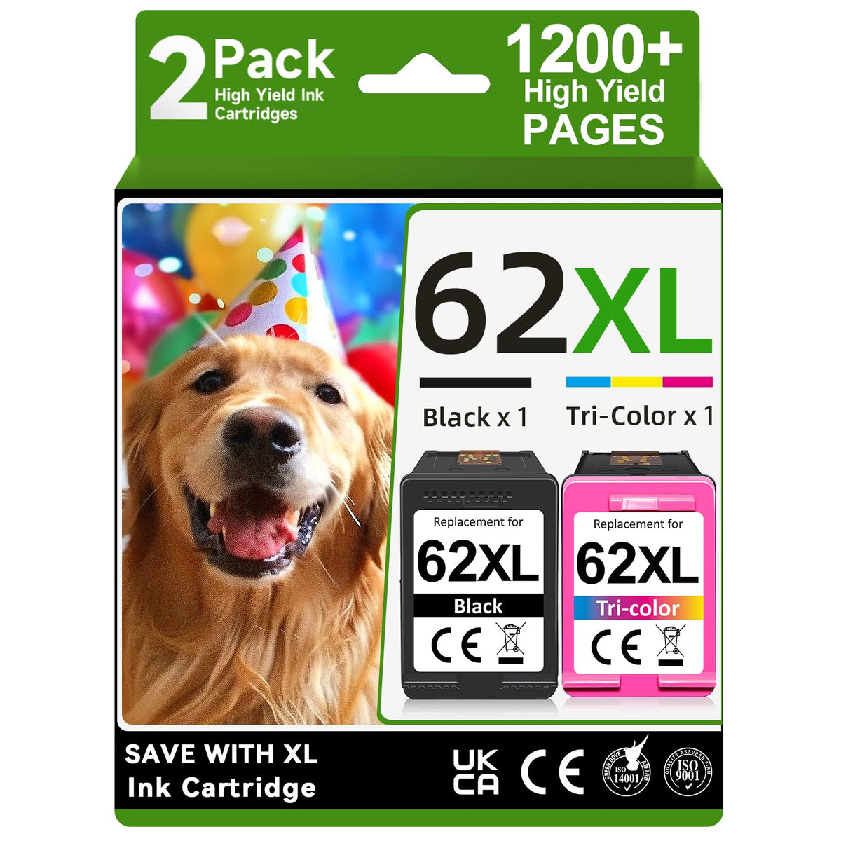 OEGGOINK pack frontal mostrando cartuchos 62XL y ahorro inmediato