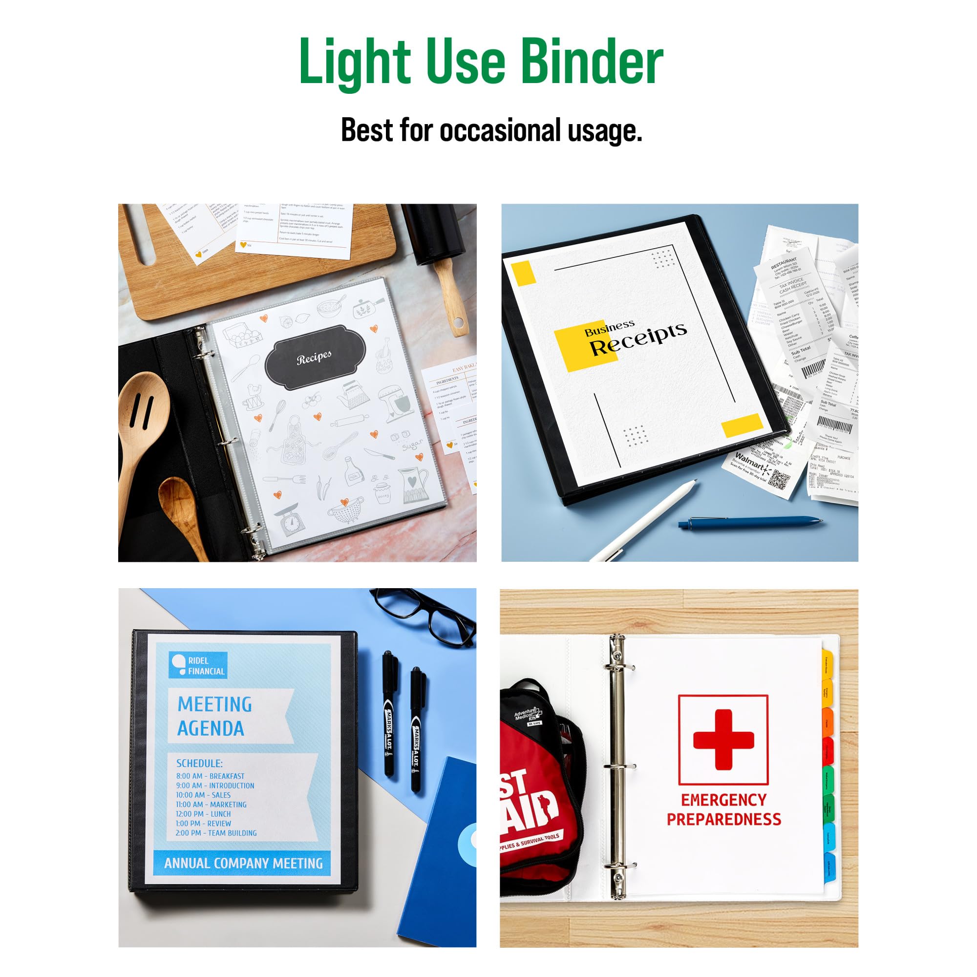 Office Essentials lomo transparente con portada personalizada y fácil identificación