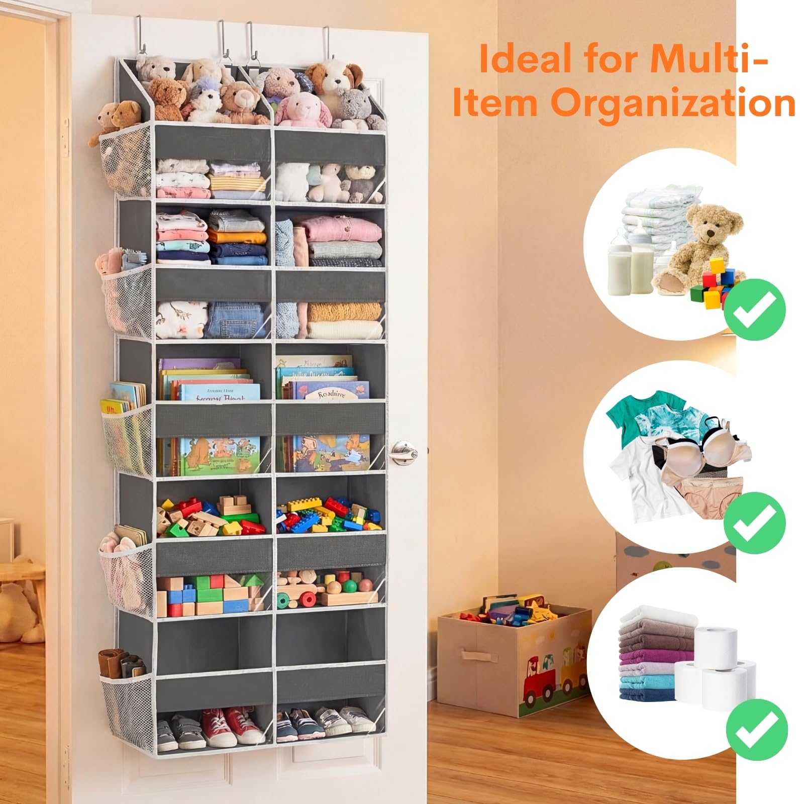 Ofiray-home en habitación de bebé con pañales y toallitas, organización a mano