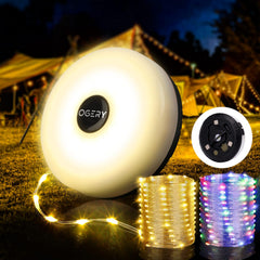 OGERY frontal del conjunto mostrando guirnalda y caja, ideal para camping