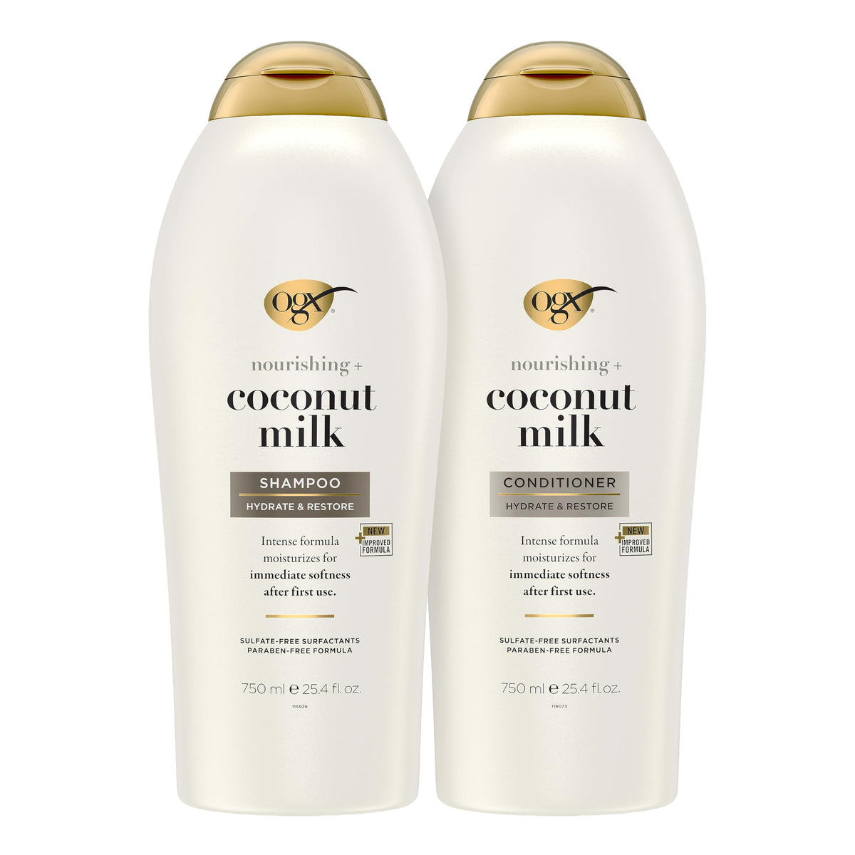OGX bottle front packaging showing coconut milk set and nourishing benefits