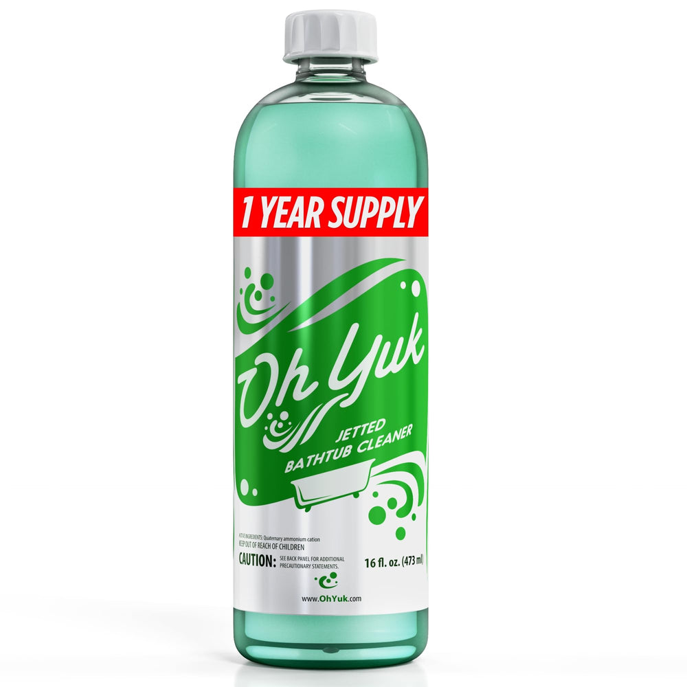 Oh Yuk frente del producto mostrando botella y etiqueta, limpieza confiable
