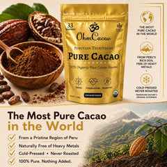OHM Cacao detalle de etiqueta con información de pruebas y origen