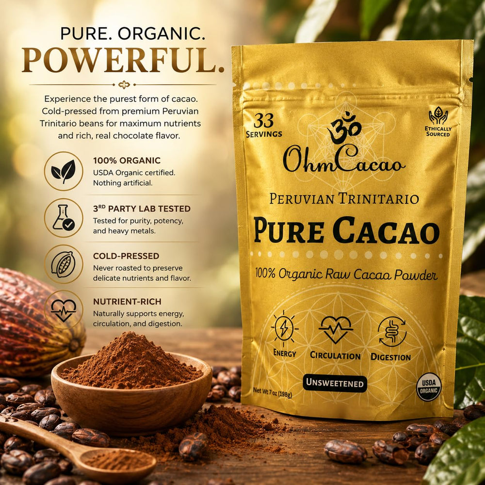 OHM Cacao agricultores en finca peruana mostrando origen sostenible