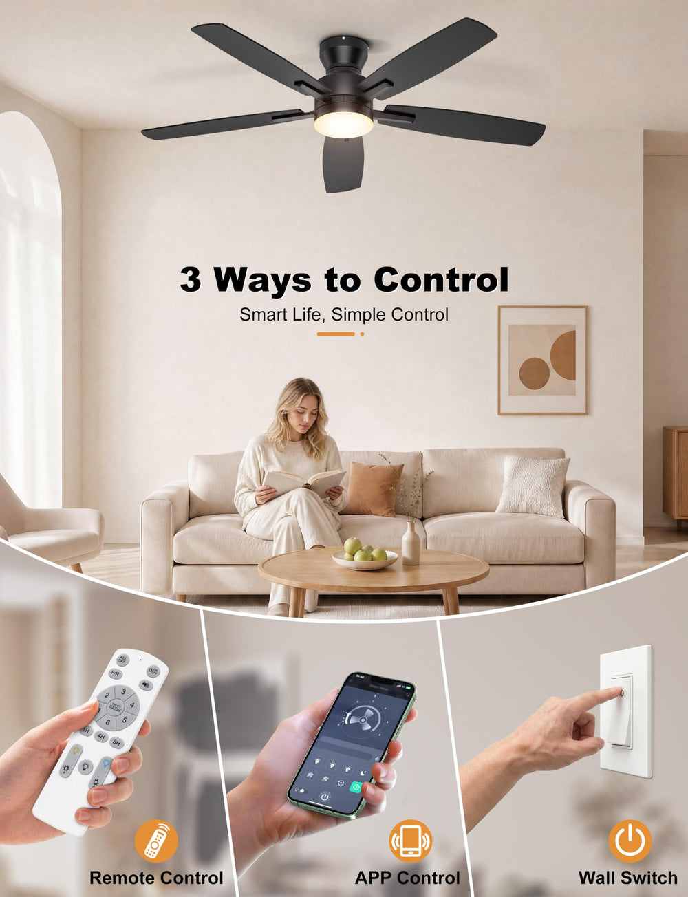 Ohniyou in a bedroom setting showing quiet operation and adjustable lighting for sleep-friendly comfort