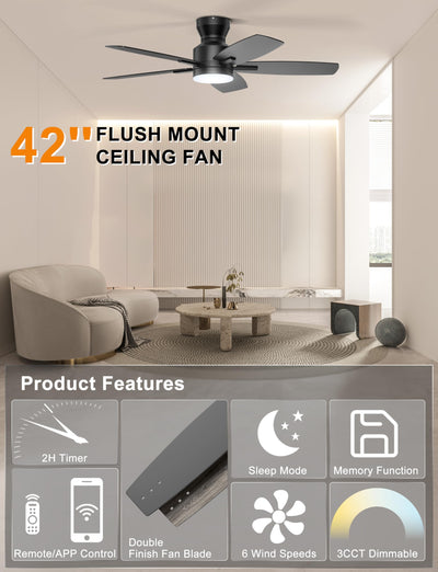 Ohniyou fan mounted in a living room demonstrating quiet cooling and modern style benefit