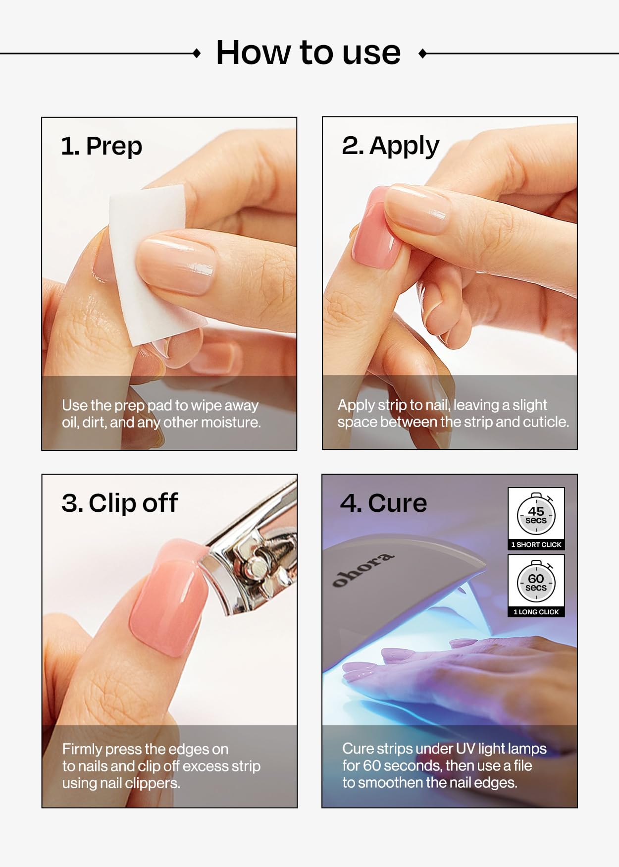 ohora accesorios incluidos lima y toallitas para preparación segura
