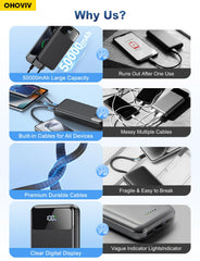 OHOVIV close-up of four built-in cables for hassle-free connectivity