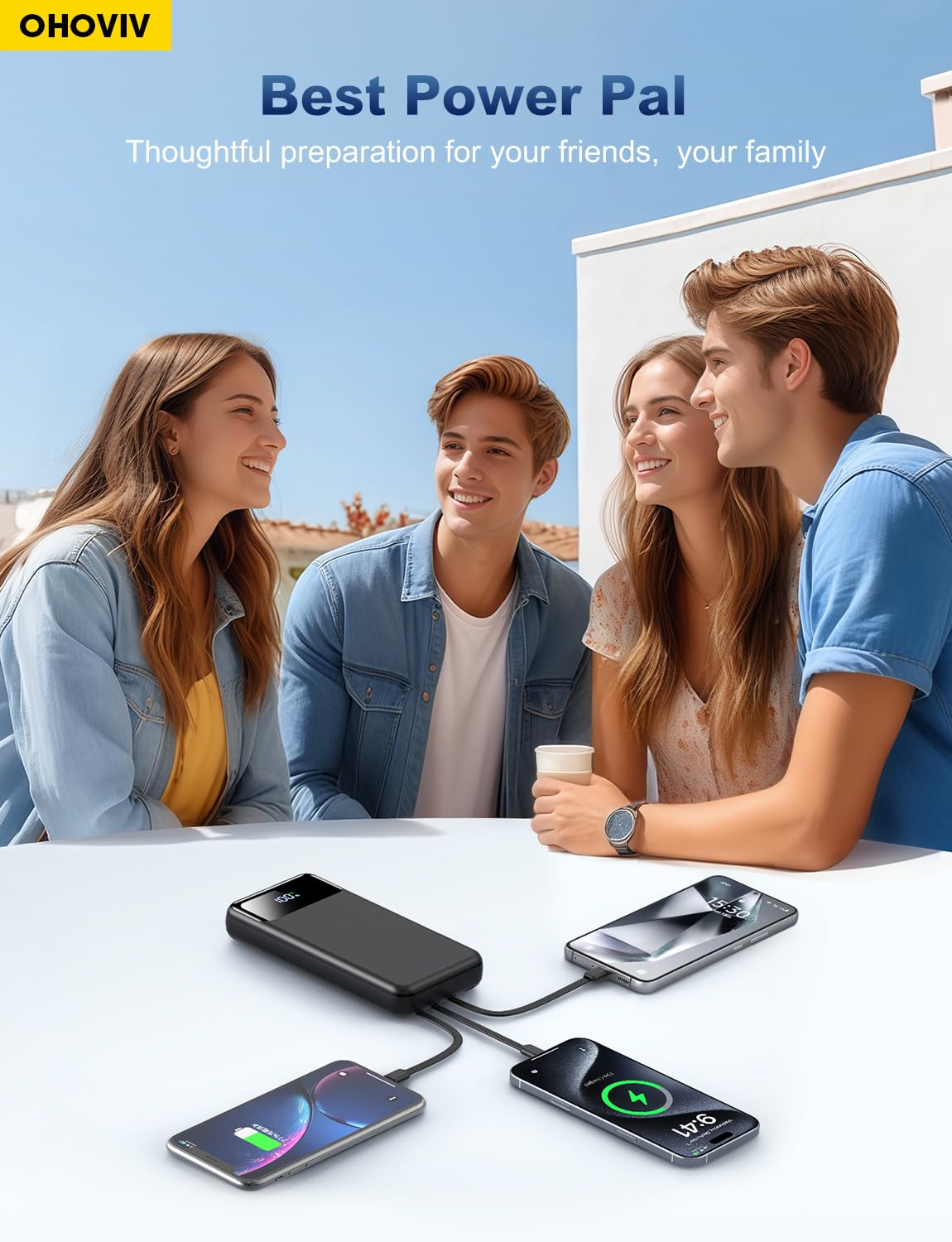 OHOVIV powering multiple devices simultaneously for family convenience