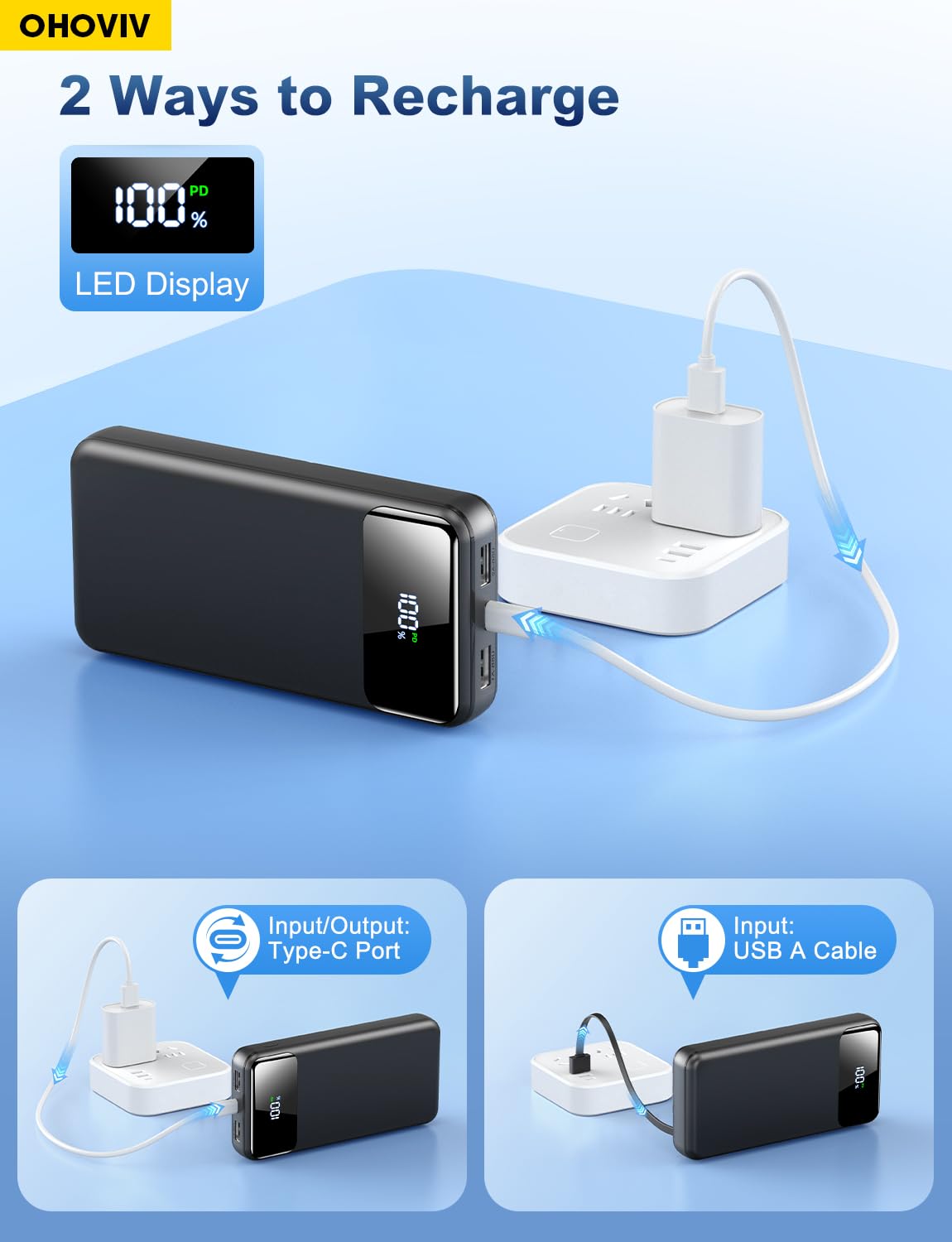 OHOVIV powering a phone at night for dependable on-the-go charging benefit