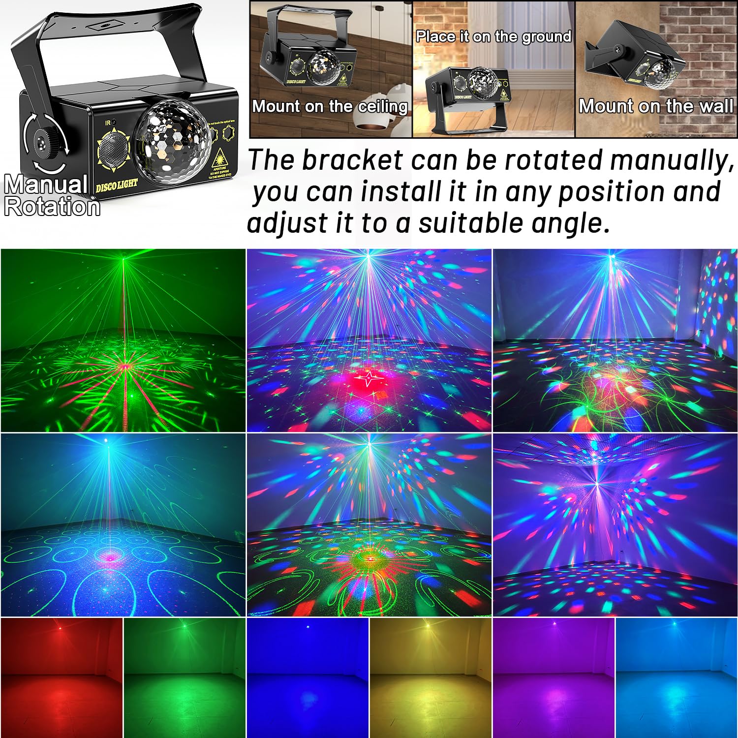 OIEZISRO bola disco RGB proyectando puntos móviles para ambiente festivo